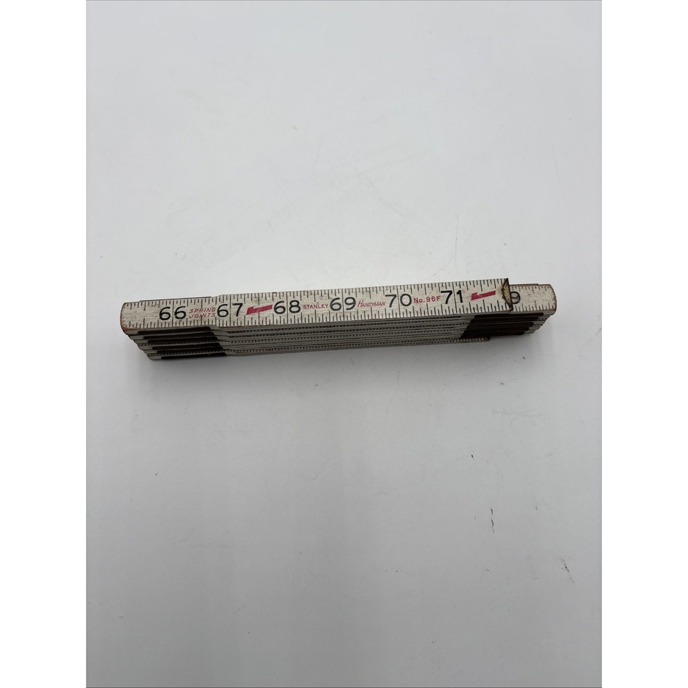 Vintage 6‎ ft Stanley Handyman spring joints folding ruler No. 96 White